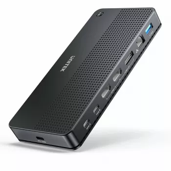 Docking station UNITEK D1103A01 USB4 con cable negro 100W Power Delivery