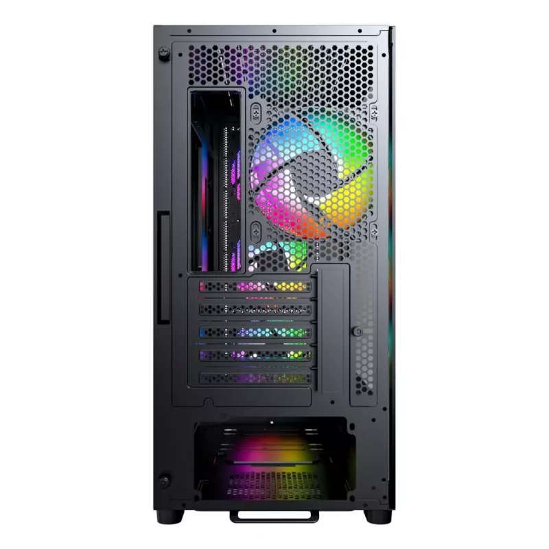 Montech X5M (B) caja de PC Micro Tower – Micro-ATX/Mini-ITX, 3x120mm frontal, 1x120mm trasero, compatible con fuentes ATX, 2x3,5 pulgadas + 4x2,5 pulgadas, negra