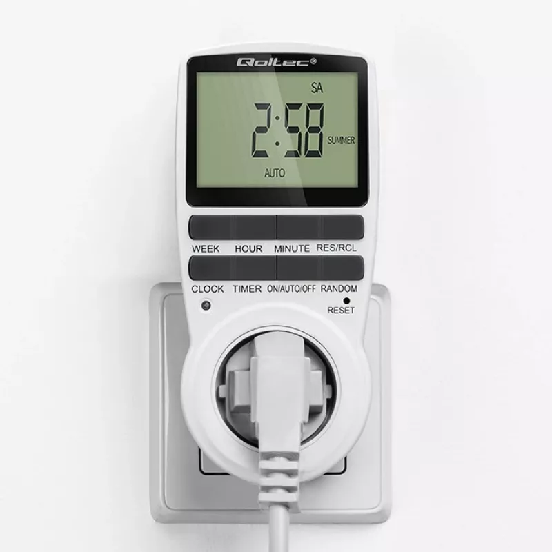 Temporizador electrónico QOLTEC PC0628 con pantalla LCD, cuenta atrás de 24 horas
