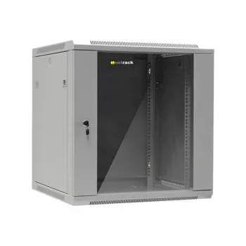 Armario de pared/colgante NETRACK 019-120-66-021 19 pulgadas 12U/600 mm puerta de cristal gris paneles laterales desmontables