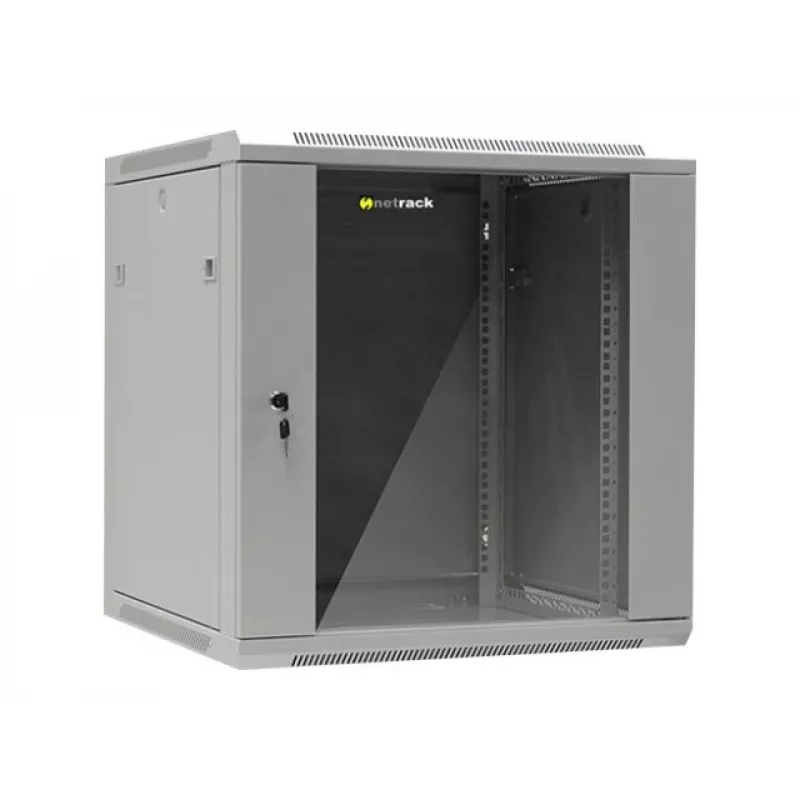 Armario de pared/colgante NETRACK 019-120-66-021 19 pulgadas 12U/600 mm puerta de cristal gris paneles laterales desmontables