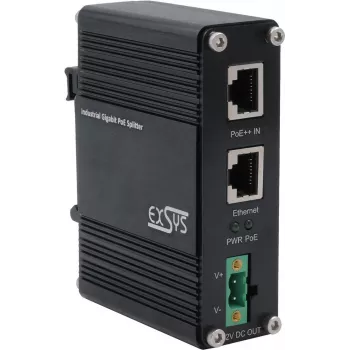 Splitter Ethernet industrial PoE++ Exsys 802.3at 12VDC/36W 10/100/1000Mbps - Switch - 1 Gbps