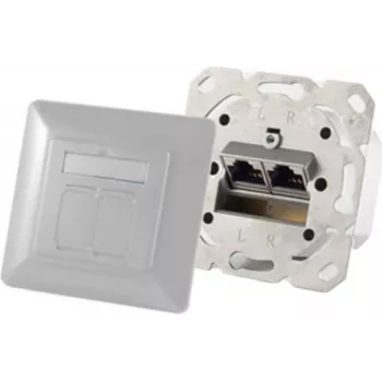Toma de red 2 x RJ-45 ShiverPeaks 74280-PW — Cat6a, 500 MHz, blanco perla, carcasa de metal