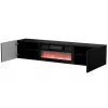 Mueble RTV Cama TULA 183x35x37 negro mate + chimenea negra