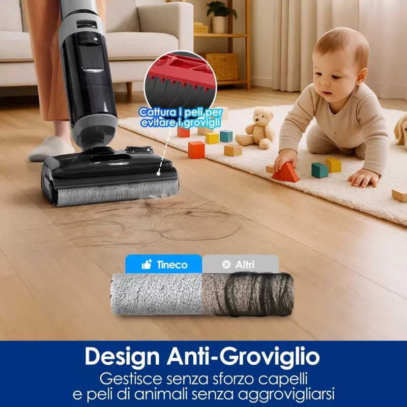 Limpiador de suelos inalámbrico Tineco Floor One i5 Stretch Plus – fregona ligera de húmedo y seco en posición vertical