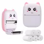 Impresora térmica de recibos Extralink EPP-001 rosa con 5 rollos de papel térmico en blanco