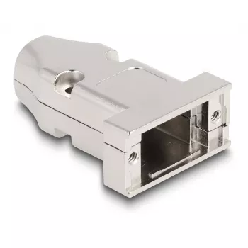 DELOCK pasacables carcasa D-Sub para conector macho/hembra de 9 pines con alivio de tracción, plata, plástico, 31,6×46,2×15,6 mm