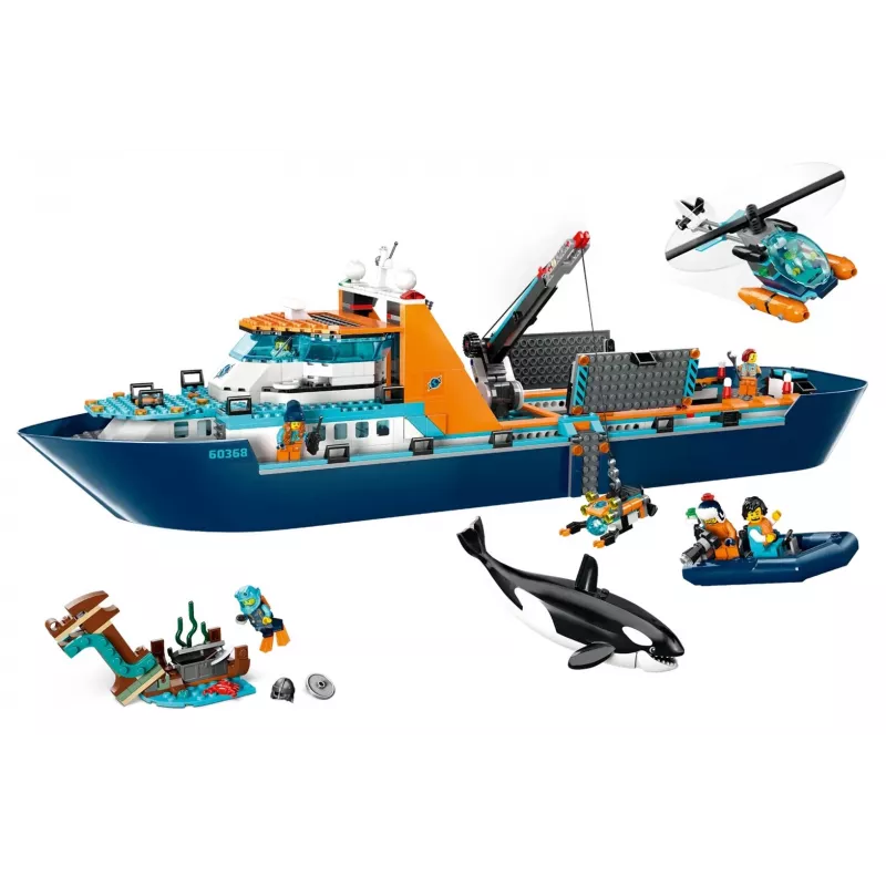 Juguete de construcción LEGO City barco de expedición ártica 60368 — 815 piezas, 7+ años, incluye 4 minifiguras