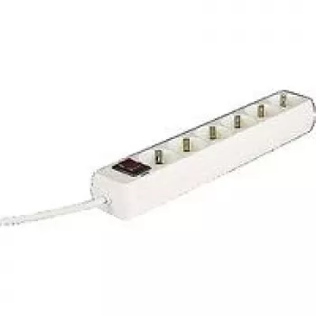 Hama 00030384 Regleta de 6 tomas con interruptor, tomas de 45 grados, 1,4 m, blanco