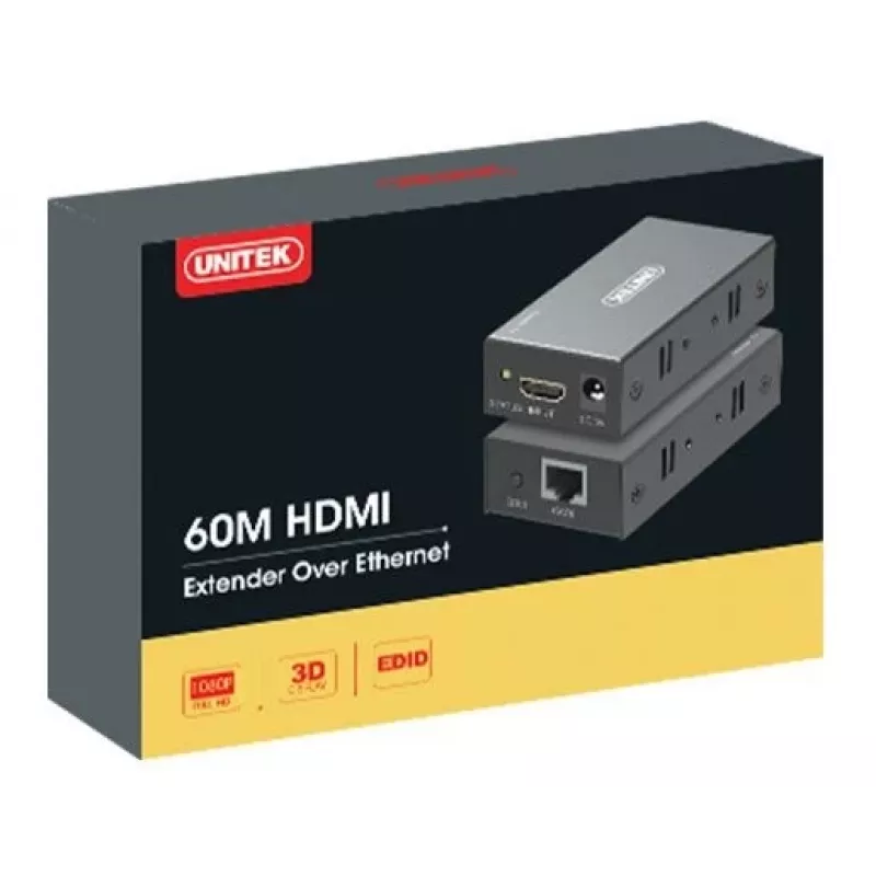 Extensor Unitek HDMI Over Ethernet, 60M, V100A