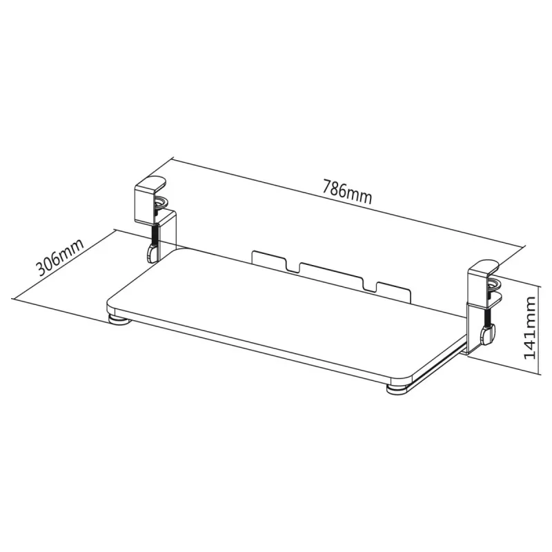 Bandeja de teclado Maclean MC-839 | Bandeja bajo el escritorio para teclado y ratón | Bandeja de teclado con abrazadera | Solución ergonómica para el puesto de trabajo