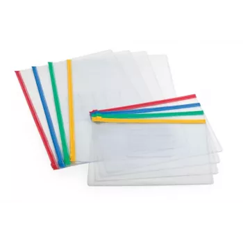 Carpeta Forpus, A5, con cremallera, en varios colores, transparente