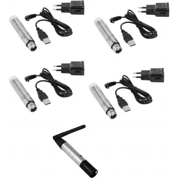Set inalámbrico DMX EUROLITE QuickDMX transmisor 1x + receptor con pila 4x (MPN 20000901)