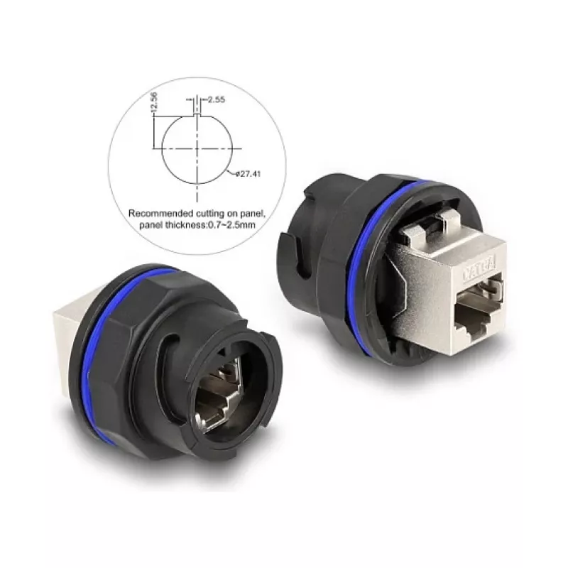 DeLOCK 67048 Conector hembra empotrable / acoplador RJ45 Cat.6A, negro
