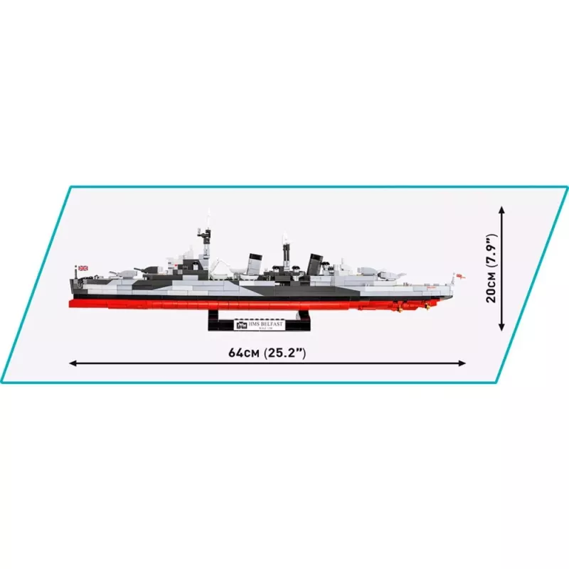 Juguete de construcción Cobi HMS Belfast modelo a escala 1:300 COBI-4844, construcción de exposición del histórico crucero ligero de la Royal Navy