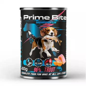 PRIME BITE monoproteico trucha con batata - comida húmeda para perros - 400g
