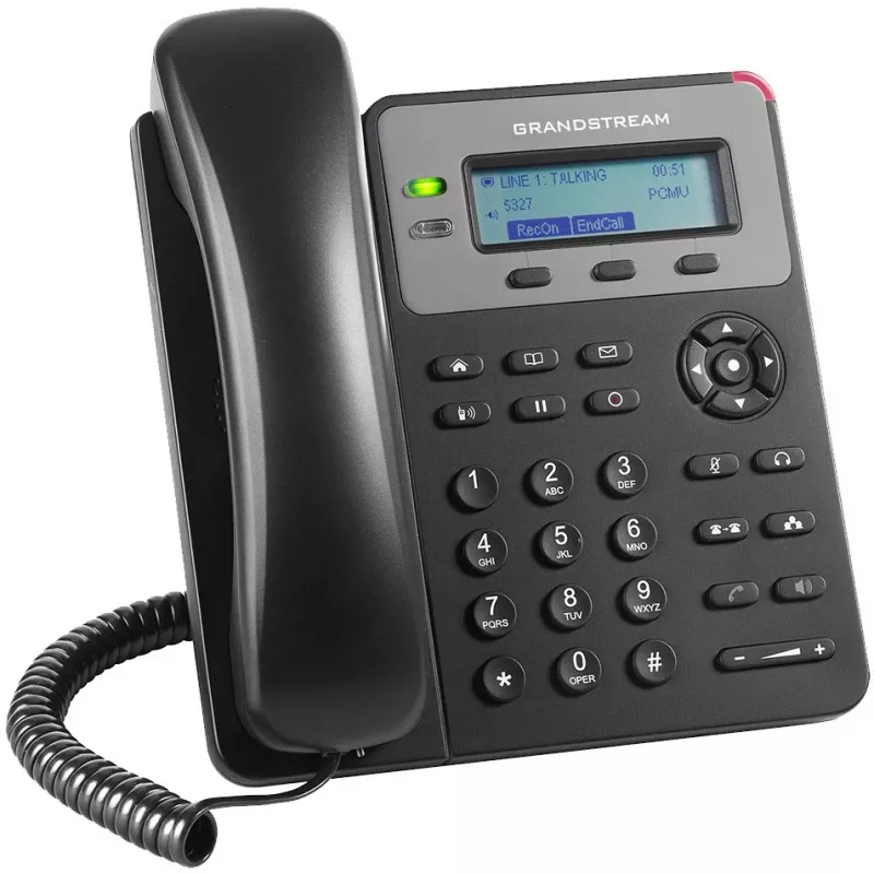 Teléfono DECT Grandstream GXP1610 — negro, LCD 132×48 px, auricular (RJ-9), 1 terminal, agenda 500, manos libres