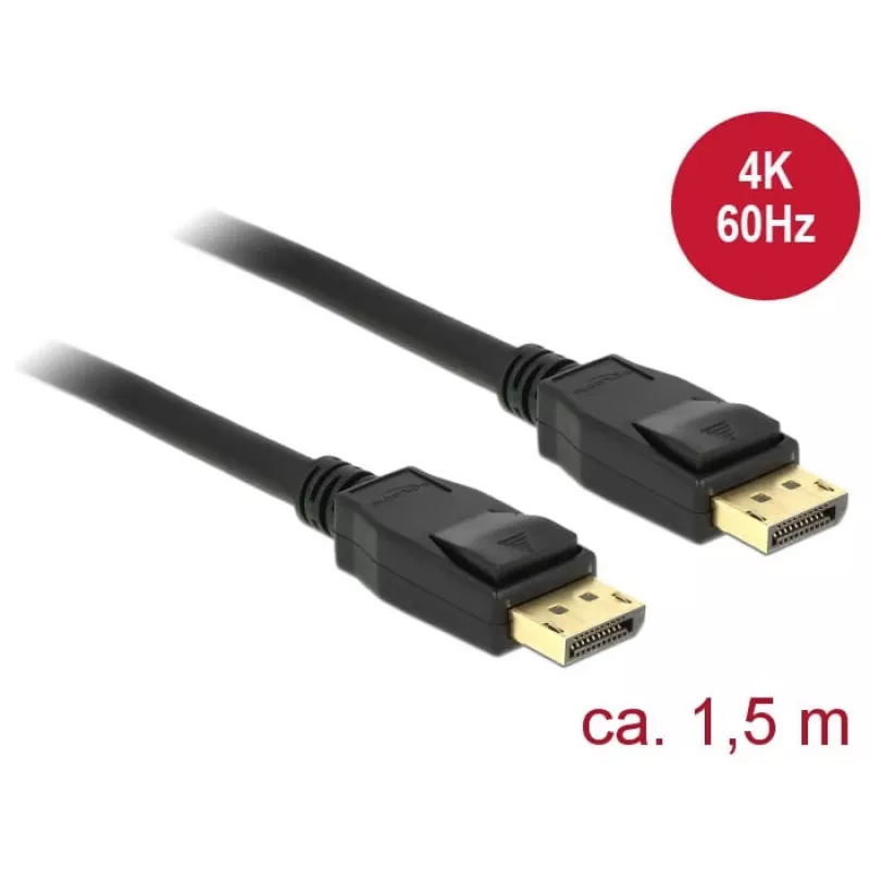 DeLOCK - cable DisplayPort - DisplayPort (M) a DisplayPort (M) - 1,5 m - compatible con 4K - negro (85508)