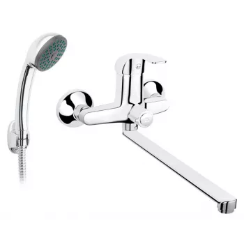 Mezclador monomando de bañera FERRO ELBA BEL55A con set de ducha, grifería monomando de bañera