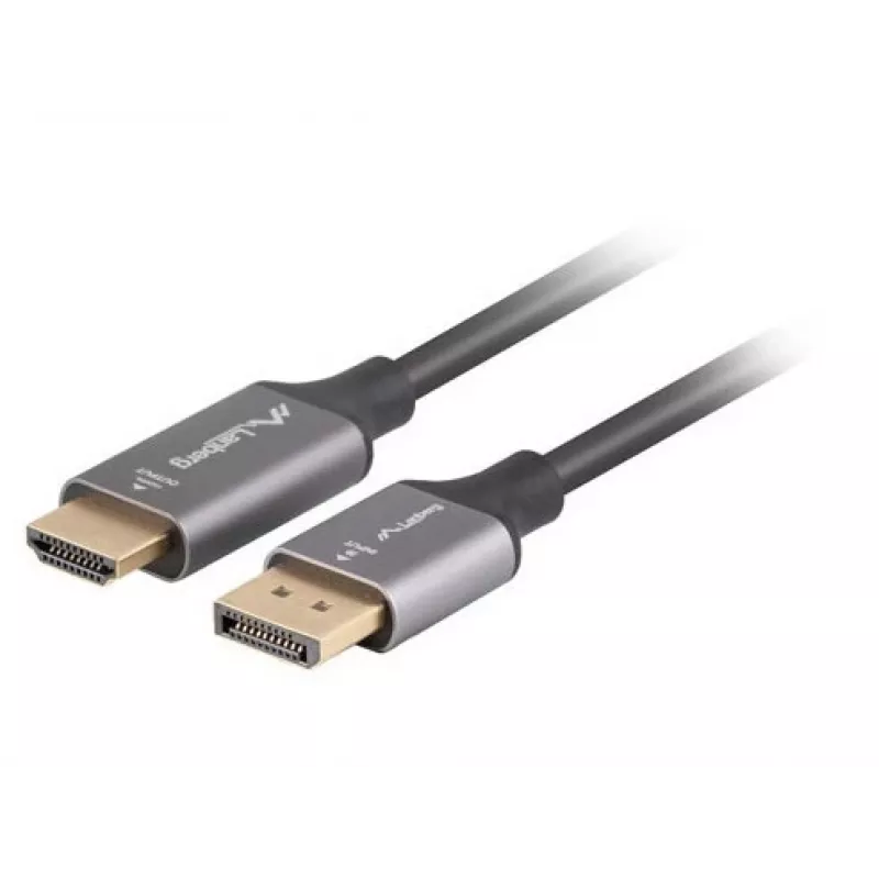 Lanberg CA-DPHD-20CU-0018-BK adaptador de cable de vídeo 1,8 m DisplayPort HDMI Tipo A (estándar) Negro, Plateado