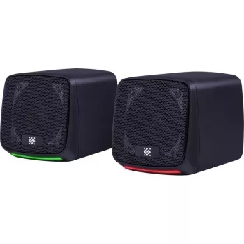 Altavoces para PC DEFENDER J3 2.0 6W LED USB, 2×3W RMS, 90–20000 Hz, 3,5 mm, negro