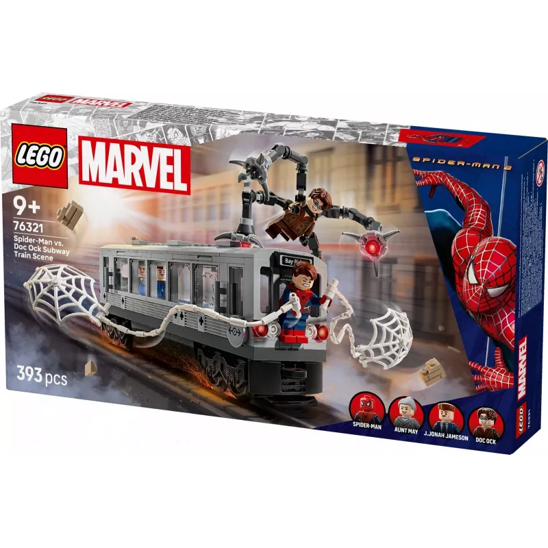 LEGO Marvel Super Heroes 76321 Spider-Man Doc Ock Subway Showdown juguete de construcción, 393 piezas, 4 minifiguras, edad 9+