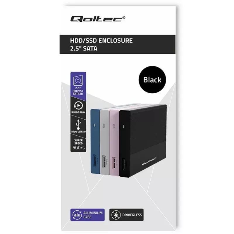 Carcasa para SSD/HDD SATA de 2,5 pulgadas QOLTEC 52277 USB 3.0