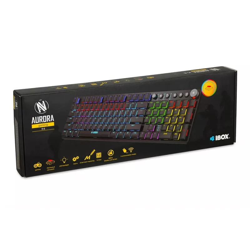 iBox Aurora K-5 Teclado USB QWERTY Plata