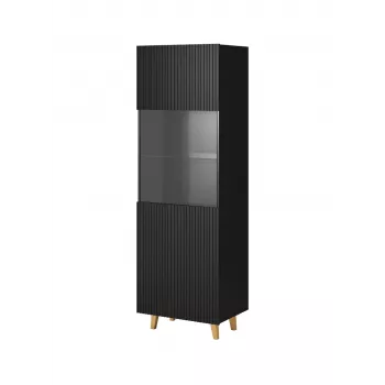 Vitrina Cama Meble PAFOS 60x40x182 cm negro mate — armario de suelo