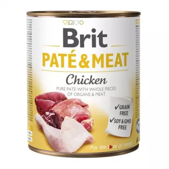 BRIT Paté & Meat con pollo - Comida húmeda para perros - 800g