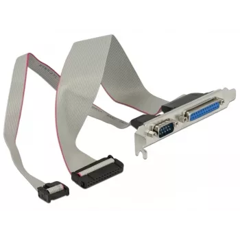 Delock 85644 Soporte de ranura, 1x paralelo DB25 + 1x serie DB9 a IDC, patillaje girado