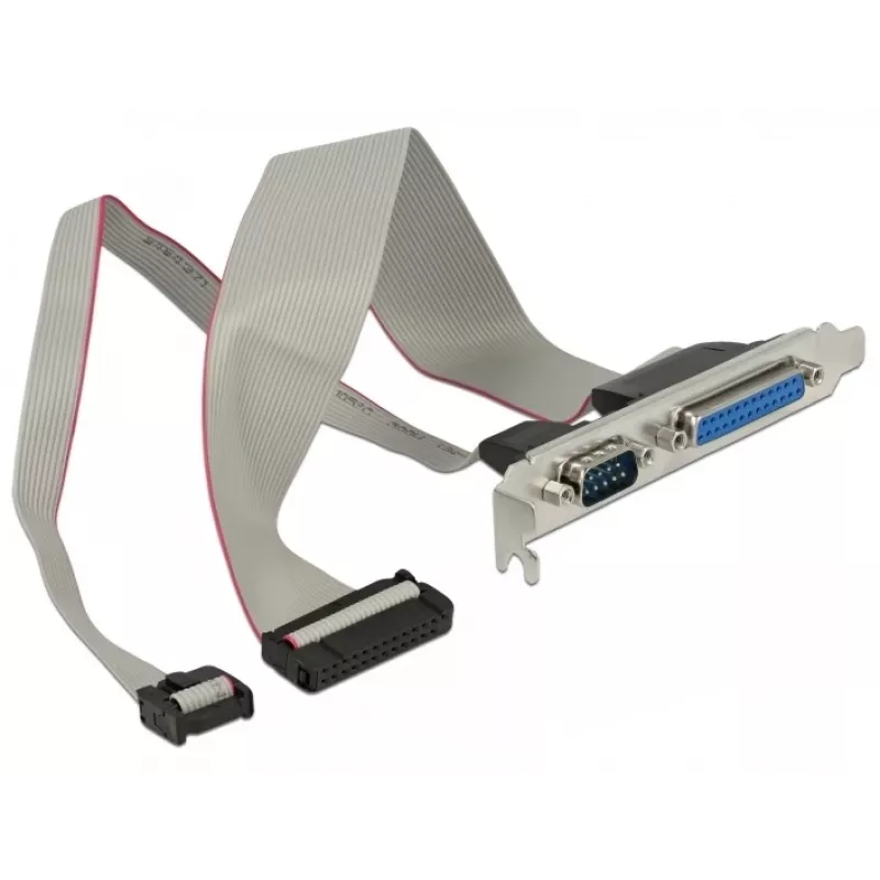 Delock 85644 Soporte de ranura, 1x paralelo DB25 + 1x serie DB9 a IDC, patillaje girado