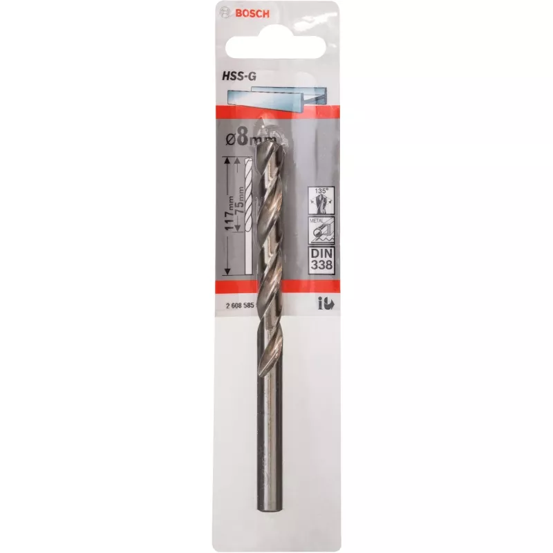 Broca helicoidal Bosch Metal HSS-G DIN 338 8 mm