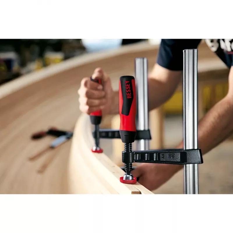 Sargento de fundición maleable original Bessey TG con mango de plástico de 2 componentes - sargento - hierro - plástico - 25 cm