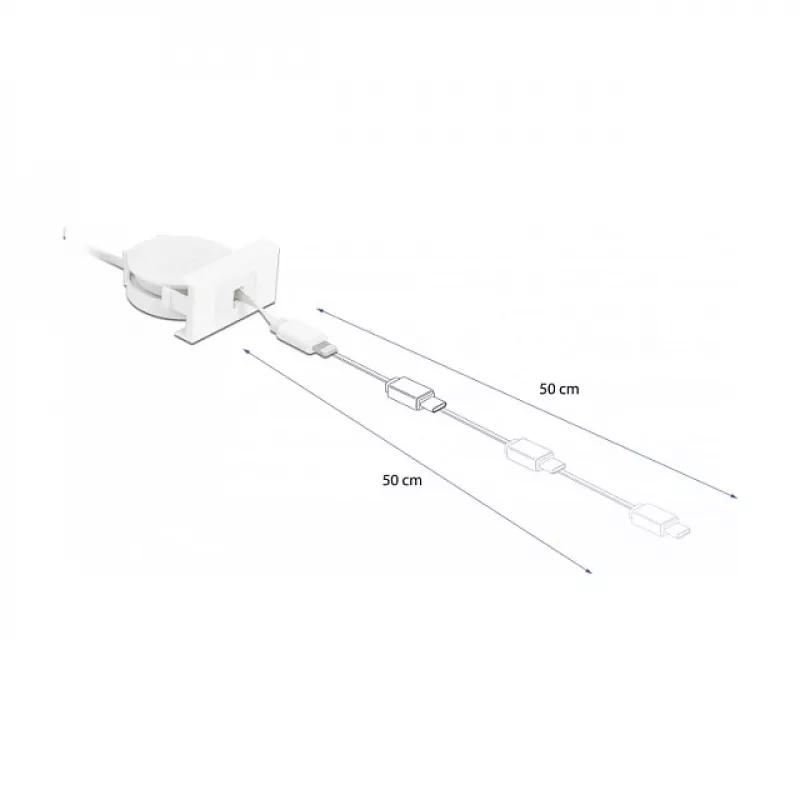 Cable DeLOCK Easy 45 módulo USB 2.0 cable retráctil USB Type-A a 8 Pin Lightning hembra blanco
