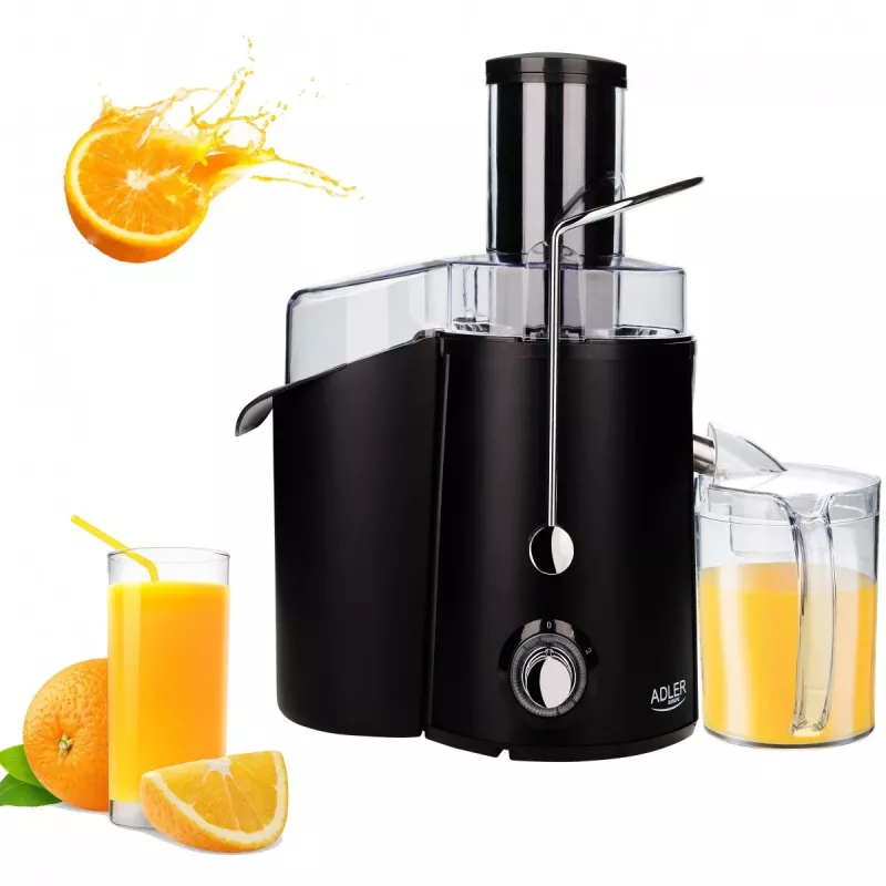 Exprimidor centrífugo Adler AD 4127 — 1000 W, negro, jarra de zumo, 3,9 kg