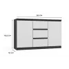 Cómoda 2 puertas 3 cajones top e shop M-MP-K-MAL-2D3S-ANTBIA — marco antracita, puertas blancas, 1200×750×400 mm