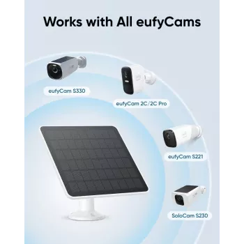 Panel solar Eufy 3W para cámaras EufyCam 2, EufyCam 2 Pro, EufyCam 2C, EufyCam 2C Pro, EufyCam S330, SolocamS230