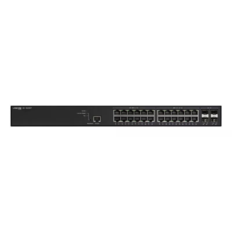 Switch gestionado LANCOM GS-3628XP, 24× puertos 2,5G RJ-45, PoE, L2/L3, montaje en rack 1U