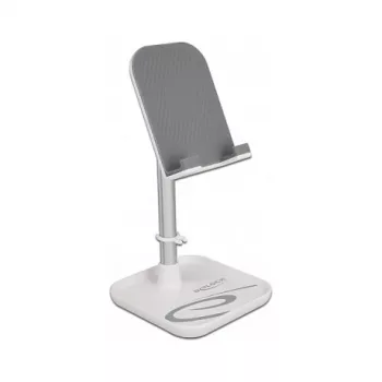 Soporte telescópico DeLOCK para smartphone y tablet con bandeja, plata/blanco