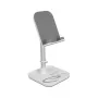 Soporte telescópico DeLOCK para smartphone y tablet con bandeja, plata/blanco