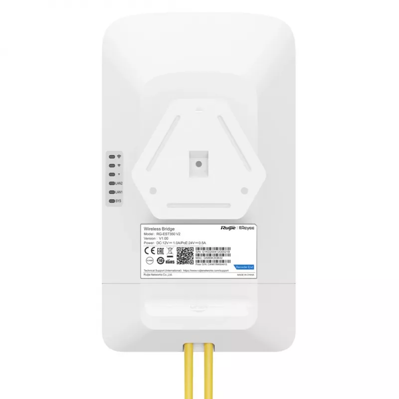 Ruijie Reyee RG-EST350 V2 puente inalámbrico 5 GHz 802.11ac de doble flujo, 867 Mbps, 5 km, 15 dB, PoE, blanco