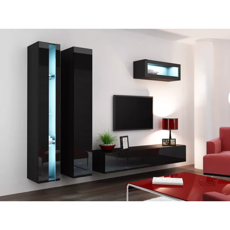 Estantería Cama VIGO NEW 180/40/30 negro/negro brillo