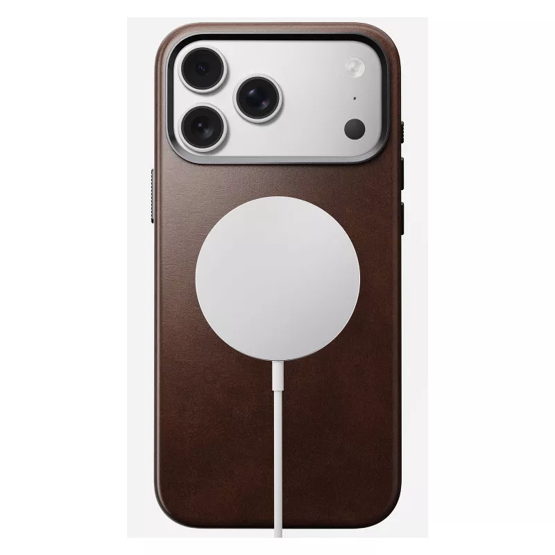 Funda para móvil Nomad Traditional Leather Case para iPhone 17 Pro Max, cuero/aluminio/microfibra, compatible con 6,9 pulgadas (marrón)