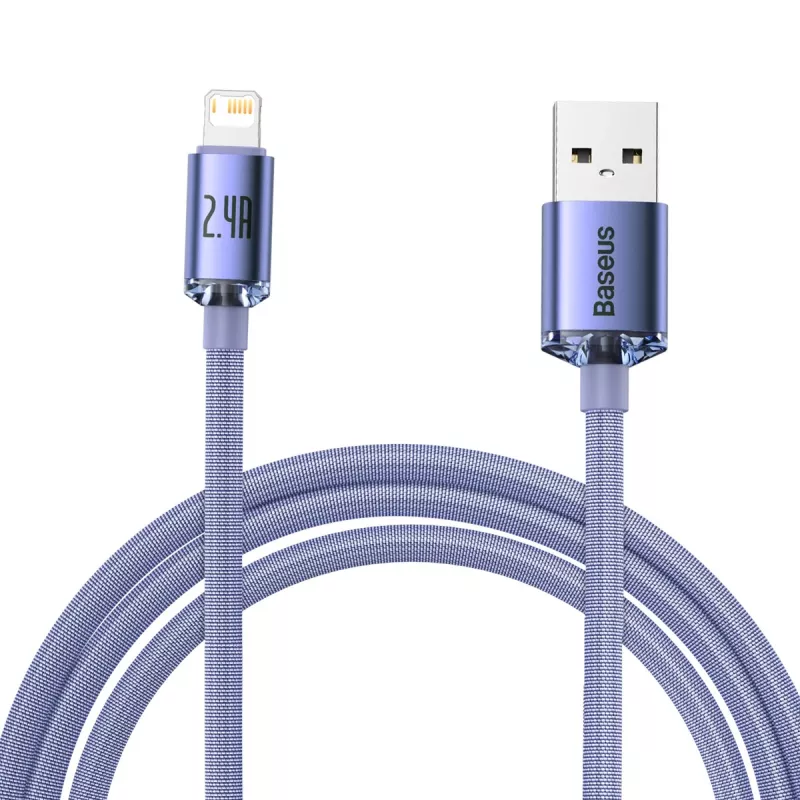 Cable Baseus Crystal Shine USB a Lightning, 2,4A, 2m (lila)