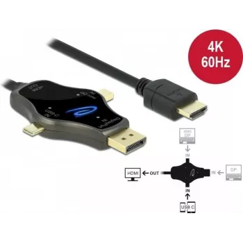 Cable para monitor DeLOCK 3 en 1 85974 USB-C DisplayPort Mini DisplayPort a HDMI 4K 60 Hz