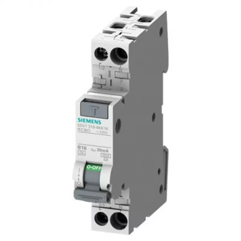 Siemens RCBO, 10A corriente nominal, 1P+N polos, 30mA sensibilidad de disparo, tipo A, serie SENTRON