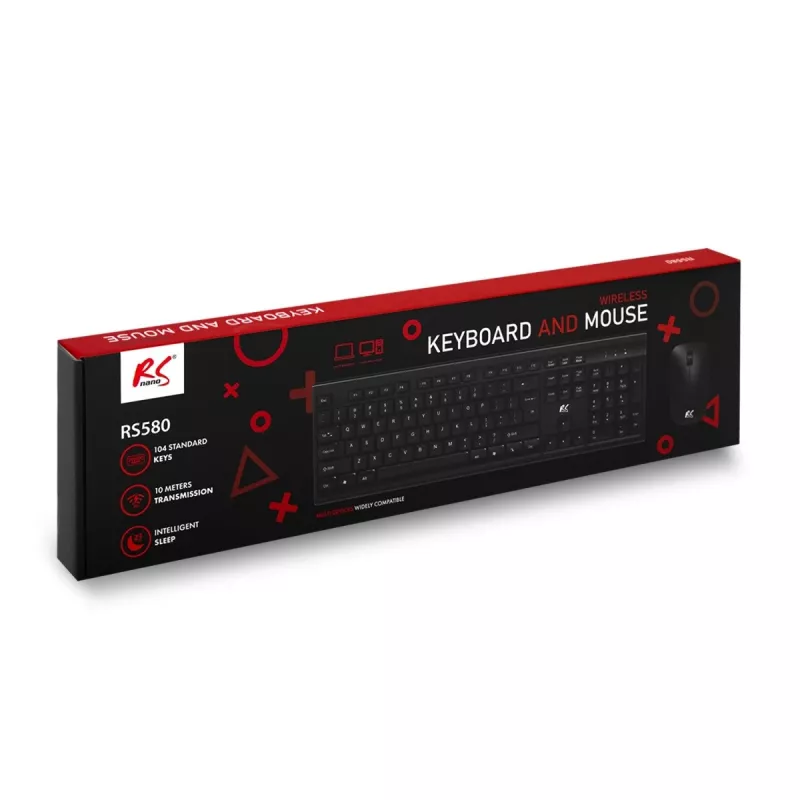 NanoRS Combo de teclado y ratón inalámbricos con diseño ergonómico – RS580 para un uso fluido y eficiente