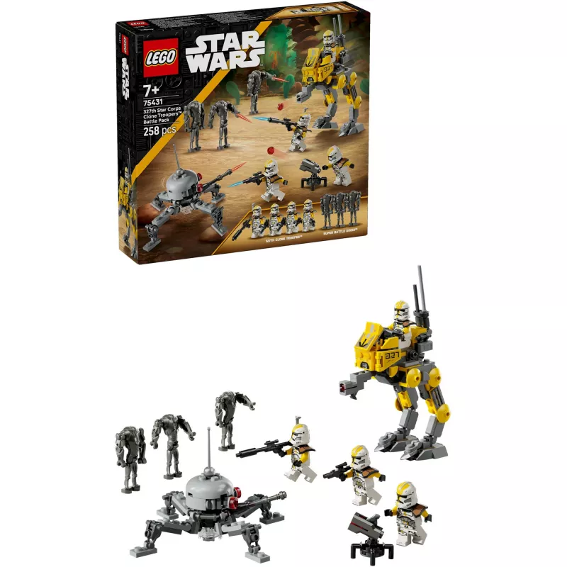 LEGO Star Wars set 327th Star Corps Clone Troopers Battle 75431 — 258 piezas, 7 minifiguras, edad 7+