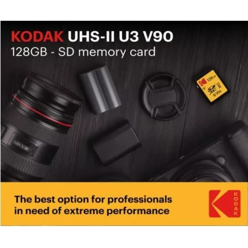Tarjeta de memoria Kodak EKMSD256GUHS2V2K SDXC UHS-II 256 GB lectura 300 MB/s escritura 270 MB/s U3 V90 clase 10
